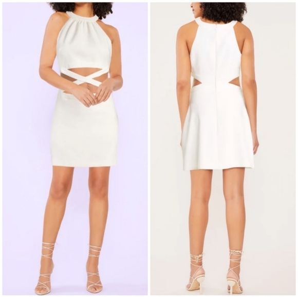 Likely Womens Isadora White Mini Dress Sz 10 Crossfront Cut-out Hip Clubbing Fun - Picture 2 of 14